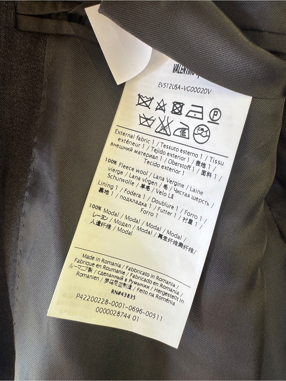VALENTINO Virgin Wool Single Breasted Two Button Suit Coat Blazer - Mens 50 (IT) - Picture 11 of 16
